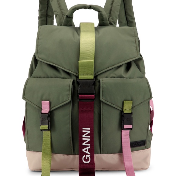 Ganni | Bags | Ganni Tech Backpack Nwt Green Kalamata | Poshmark display picture 1